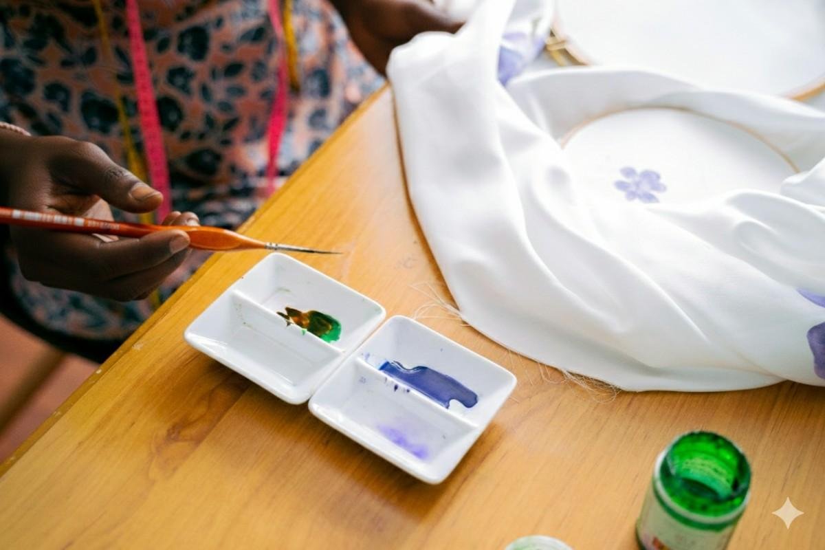 A lady oil panting on a pastel